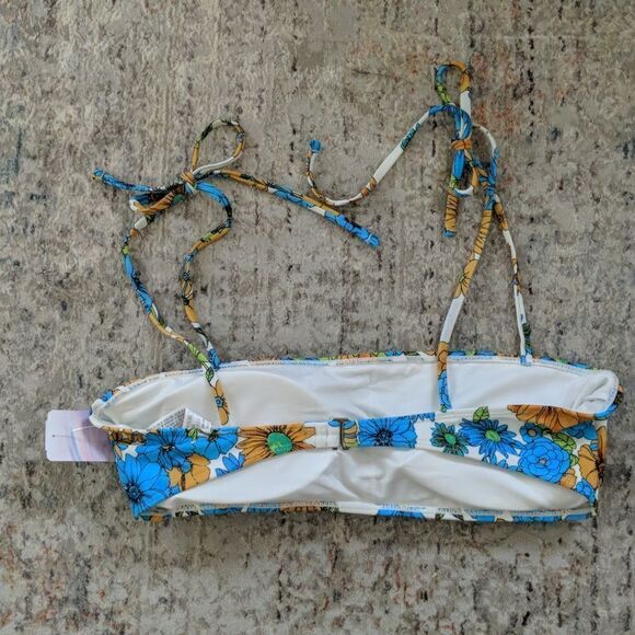  Forever 21 blue and white floral swim bikini top - Picture 4 of 4
